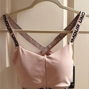Under Armour Light Pink Logo-Strap Sports Bralette
